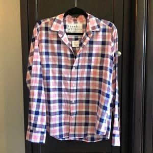 Frank & Eileen navy/pink/white plaid button down